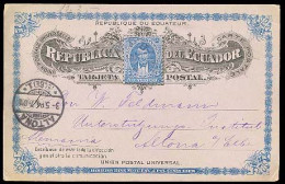 ECUADOR. 1894. Guayaquil To Germany. Used Stationery Card. - Equateur