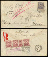 ECUADOR. 1886. Guayaquil - CANADA. Registr Multifrkd Env On Front And Reverse. Scarce 20c + 2c (x4) Stamps. UPU / Certif - Equateur