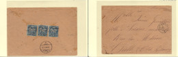 ECUADOR. 1891. Canar - France. Env Fkd 5c (x3) On Reverse. Manuscript Pmks CANAR / Febrero 20 De / 1891. VF + Rare Origi - Equateur