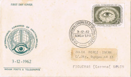 54424. Carta F.D.C. BOMBAY (India) 1962. MEDICINA, Congreso Oftalmologia - FDC