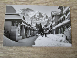 CPA PHOTO SUISSE WENGEN DORFSTRABE MIT JUNGFRAU ANIMEE NEIGE - Wengen