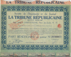 SOCIETE DE L'IMPRIMERIE  ET DU JOURNAL  -LA TRIBUNE REPUBLCAINE - ST ETIENNE - ANNEE 1931 - Altri & Non Classificati