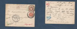 EIRE. 1897 (15 March) Dublin - Germany, Berlin (18 March) QV 1/2d Brown Stat Card + Adtl, Tied Cds. Fine. - Gebraucht