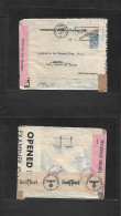 EIRE. 1943 (18 Jan) Bale Atha Claith - Switzerland, Geneva. Air Fkd Envelope With Quintuple Censor Labels (!) Extraordin - Usados