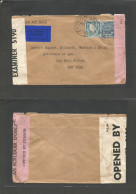 EIRE. 1941 (25 Febr) Carrarg Maachaire - USA, NYC. Fkd Air Dual Censored Envelope. Fine Used. - Gebraucht