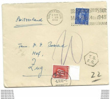104 - 55 - Enveloppe Envoyée De GB - Affranchissement Insuffisant - Timbre Suisse Taxe 1948 - Strafportzegels