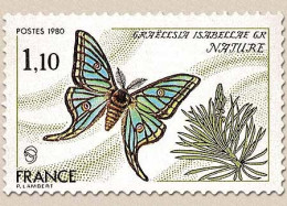 Série Nature. Papillon. Graellsia Isabellae Gr. 1f.10 Vert-olive, Brun Foncé, Jaune Et Bleu-vert Y2089 - Unused Stamps