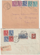 Mercure, Lettre De Cléry St André  + Lettre Avec Dateur Endommage Recommandée Pour Toulon. Rare. - 1938-42 Mercurius