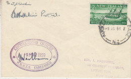 New Zealand 1959 HMNZS Endeavour Cover Signature Ca  Auckland Naval Base 9 MR 1959 (SR168) - Barcos Polares Y Rompehielos