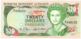 Bermuda 20 Dollars 1989  QEII P-37 UNC Prefix B/1 - Bermuda