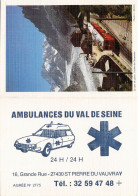 VIEUX PAPIERS CALENDRIERS PETIT FORMAT 1988 AMBULANCES VAL DE SEINE SAINT PIERRE DU VAUVRAY CITROEN DS - Tamaño Pequeño : 1981-90