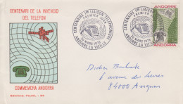 Enveloppe   FDC   1er  Jour   ANDORRE   Centenaire  1ére  Liaison  Téléphonique   1976 - FDC