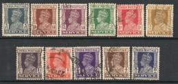 India GVI 1939-42 Set Of 11 To 8 Annas, Wmk. Multiple Stars, Service Official, Used, SG O140/50 (E) - 1936-47 Koning George VI