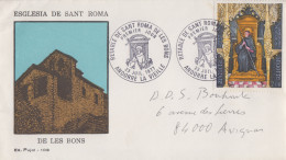 Enveloppe  FDC  1er  Jour  ANDORRE  ANDORRA    Rétable   De   La    Chapelle   SAINT  ROMA     1977 - FDC