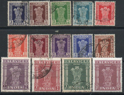 India GVI 1950-1 Asokan Set Of 14 To 10 Rupees, Wmk. Multiple Stars, Service Official, Used (10R MNH), SG O151/64 (E) - 1936-47 King George VI