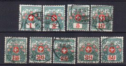 SWITZERLAND STAMPS, 1910. DUE Sc.#J35-J43, USED - Postage Due