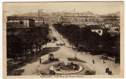 BERGAMO - VIALE ROMA DAL PIAZZALE STAZIONE - Animata - 1930 - Vedi Retro - Formato Piccolo - Bergamo