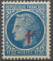 Timbre De 1945-47 (Cérès, No 678) Surchargé : 1f. Sur 1f.30 Bleu ( R) Neuf Luxe ** Y791 - Nuevos