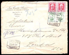 E- II REPUBLICA. 1934 (23 Julio). 669 X 2, 664 X 2. Palamos / Gerona A Londres/GB. Sobre Certificado. - Other & Unclassified