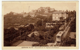 BERGAMO ALTA - PANORAMA DA S. VIGILIO E FUNICOLARE - 1937 - Vedi Retro - Formato Piccolo - Bergamo