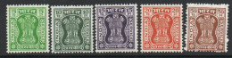 India 1967-72 Asokan Capital Part Set Of 5, Wmk. Large Star, Service Official, Mint No Gum As Issued, SG O200/9 (E) - Usados
