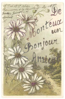 Cpa Vaucluse - De Monteux Un Bonjour Amical ( Fleurs, Ajoutis Paillettes ) - Monteux