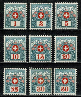 Helvetia Taxe 1910 Yv 42/50**, Mi 29/37** MNH (2 Scans) Gom 49 Onzuiver / Gomme 49 Impure - Segnatasse