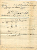 Facture G.DEFFAUX  & Fils MOLENBEEK BRUSSEL 1890  9 JUILLET Vers PAYS-BAS - Alimentaire