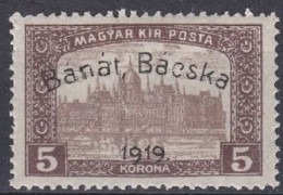 Hongrie Banat Bacska  1919 Mi 18 * Palais Du Parlement (J33) - Banat-Bacska