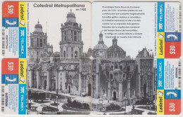 MEXICO - Catedral De México Puzzle 4 Cards, 30 $ Mexican Peso, Used - México