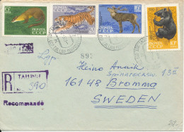 USSR (Estonia) Registered Cover Sent To Sweden 1957 Topic Stamps Animals - Brieven En Documenten