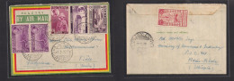 ETHIOPIA. 1951 (7 Febr) Dire Dawa - Switzerland, Basel. National Flag Bilingual Multifkd Airletter Sheet. Reverse Sealin - Etiopia