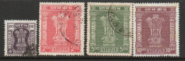 India 1976-80 Asokan Capital Redrawn Wmk. Sideways Set Of 4, Service Official, Used (10r MNH), SG O224/7 (E) - Used Stamps