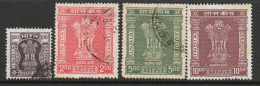 India 1976-80 Asokan Capital Redrawn Wmk. Sideways Set Of 4, Service Official, Used (10r MNH), SG O224/7 (E) - Usati