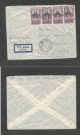 ETHIOPIA. 1947 (7 Jan) Addis Abeba - Sweden, Stockholm. Air Multifkd Envelope "By Swedish Aeroplane Jan 8 1947" (xxx/R)  - Etiopia