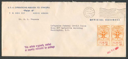 ETHIOPIA. 1954. Addis Abeba - USA. Official US Operations Mission. Env With Tubercolosis Pair 10c. Unusual. - Etiopia