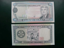 UNC Banknote From Turkmenistan 20 Manat P-4 B 1995 President Niazov, Prefix Nr.AG0200314 - Turkménistan