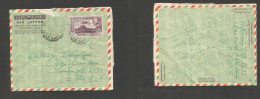 ETHIOPIA. 1951 (18-19 Dec) Addis Abeba - Switzerland, Zurich 25c Lilac Airletter Stat Sheet. With Full Contains. Scarce. - Etiopía