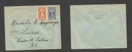 ETHIOPIA. 1932 (26 June) Addis Abeba - Switzerland, Will, St. Gullen. Multifkd Env At 3 Querches Rate, Tied Cds. Reverse - Etiopía