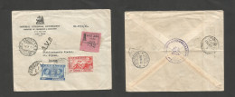 ETHIOPIA. 1950 (14 Aug) Addis Abeba - Switzerland, St. Stephan (21 Aug) Registered Air AV2 Cachet Multifkd Censored Enve - Etiopia