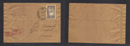 ETHIOPIA. C. 1940. Addis Abeba - Harrar. Italian Postal Adm. Private Mail Military Censor Cachets. Fkd Internal Envelope - Ethiopia