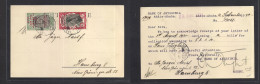 ETHIOPIA. 1930 (4 Sept) Addis Abeba - Germany, Hamburg (29 Sept) Local Ovptd Multifkd Private Card. Interesting Scarce U - Ethiopie