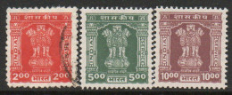 India 1976-80 Asokan Capital Redrawn New Border Set Of 3, Service Official, Mint No Gum, 2 Rupees Used, SG O228/30 (E) - Usati