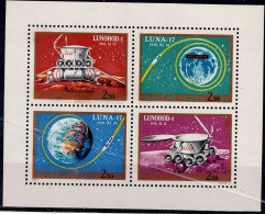 HUNGARY 1971 SPACE MINI SHEET MI No 2654-7 MNH VF!! - Blocks & Sheetlets