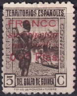 Spanish Guinea 1936 Ed 6 Local Franco Overprint MNG(*) Natural Paper Creases - Guinea Española