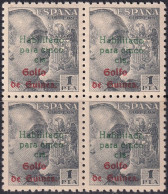 Spanish Guinea 1949 Sc 302 Ed 273 Block MNH** Overprint Narrow Spacing - Guinea Spagnola