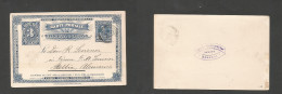 ECUADOR. C. 1896. Quito - Germany, Stettin. 3c Blue Illustrated Stat Card, Cancelled Cds. VF, Scarce Usage. - Equateur