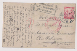 Hungary Ww1-1916 Postcard Sent Miskolc-Mischkolz BUDAPEST Censored To Bulgaria Sofia Civil Censored Cachet (365) - Covers & Documents