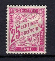 Timbre Taxe N° 32  Neuf * 25 Centimes Rose - 1859-1959 Postfris