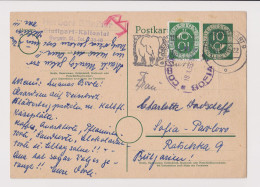 Germany Bundes 1953 Stationery Card, Ganzsache 10+10pf. Posthorn, Elephant Cachet Sent To Sofia-Bulgaria (66802) - Cartoline - Usati
